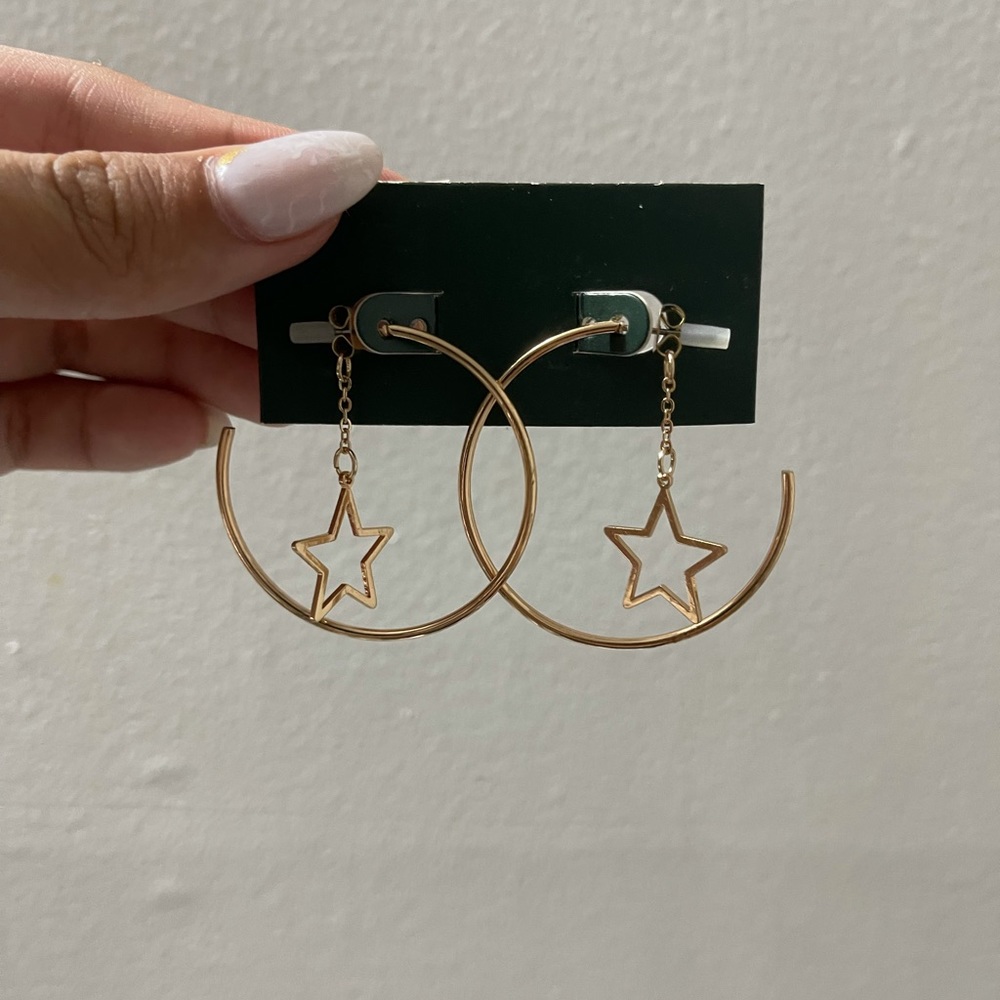 Gold Star Hoop Earrings